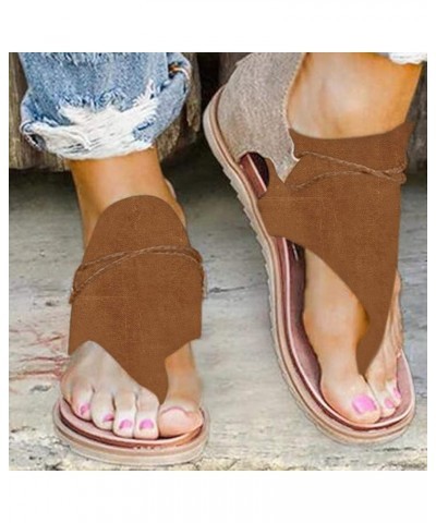 Platform Sandals Women Summer Clip-Toe Shoes Zipper Comfy Sandals Flats Lady Casual Beach Sandals 7.5 Brown $14.88 Sandals