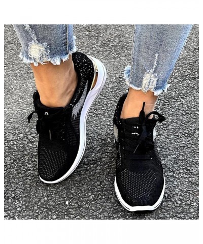 slip on sneakers, Womens Wedge Trainer Sneakers Breathable Mesh Outdoor Fitness Running Sport Shoes Black $19.16 Fashion Snea...