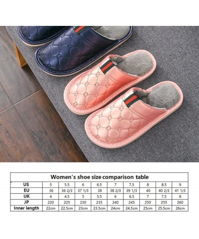 Winter Slippers House Slippers PU Leather Warm Anti-Skid Cotton Shoes Comfortable Warm Slip-on Soft Bottom High Density Fluff...