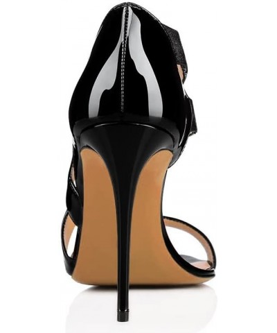 High Heels Ladies Fashion Patent Leather Stiletto Open Toe Sandals-Black||37 40 Black $42.50 Sandals