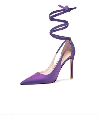 Cutout Cross Strap Stiletto Pumps (Color : Purple, Size : 6CM_38) 1CM_37 Purple $60.84 Pumps