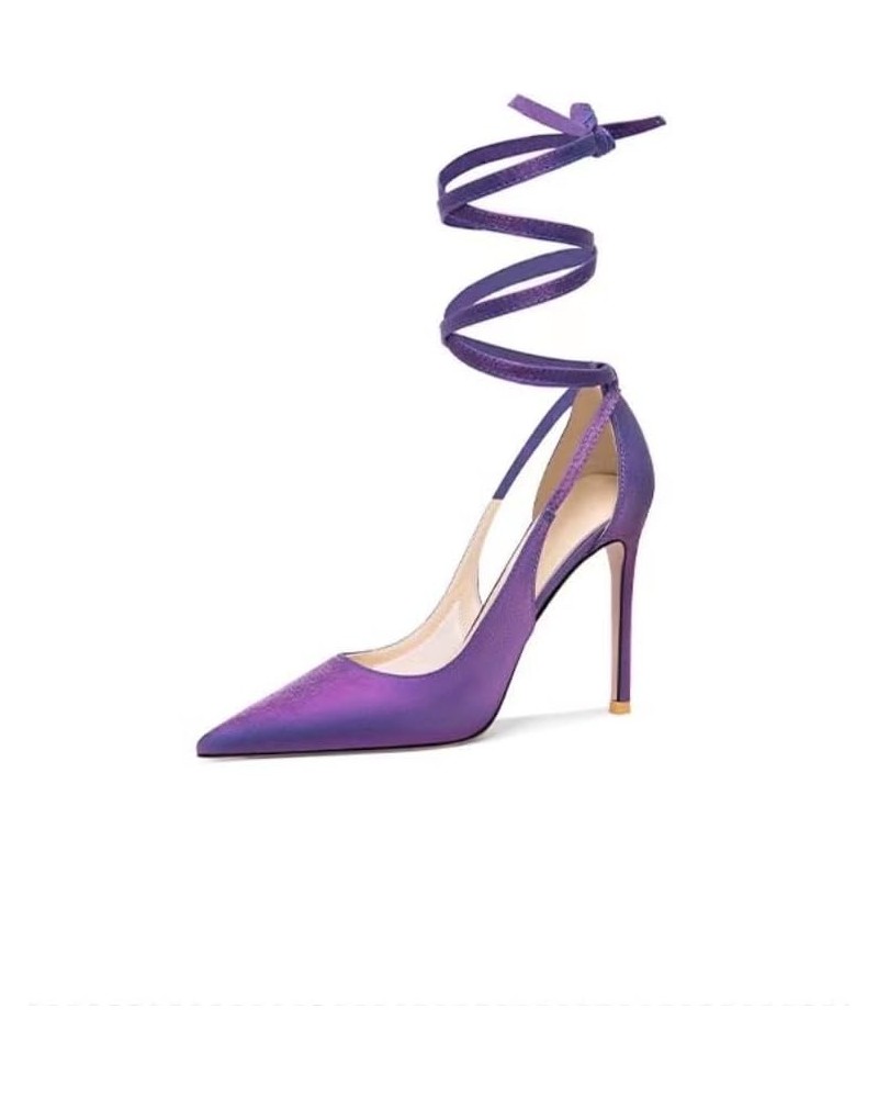 Cutout Cross Strap Stiletto Pumps (Color : Purple, Size : 6CM_38) 1CM_37 Purple $60.84 Pumps