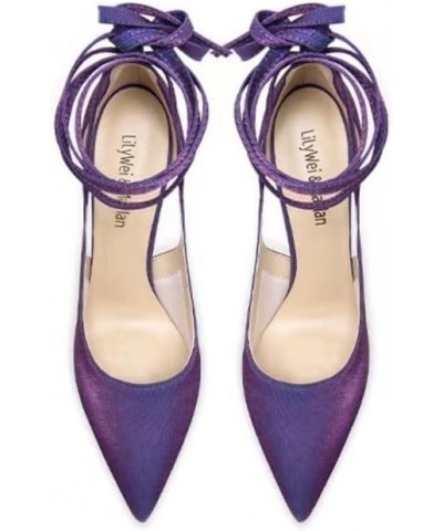 Cutout Cross Strap Stiletto Pumps (Color : Purple, Size : 6CM_38) 1CM_37 Purple $60.84 Pumps