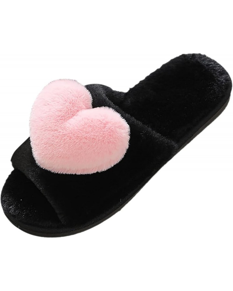 New Foreign Trade Woolen Plush Warm Love Slippers For Autumn And Winter Supportive Slippers for Women Wide Pink $11.53 Fashio...