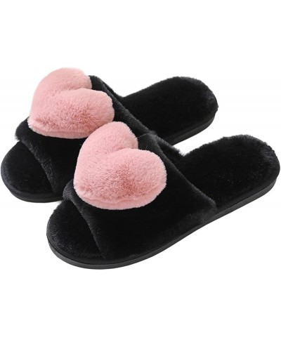 New Foreign Trade Woolen Plush Warm Love Slippers For Autumn And Winter Supportive Slippers for Women Wide Pink $11.53 Fashio...