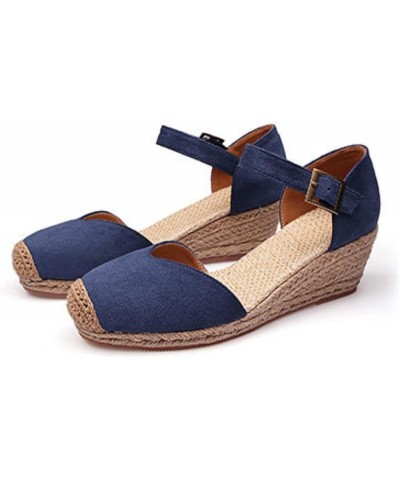 Summer Bohemian Denim Fisherman Shoes Women Wedge Vintage High Heel Woven Platform Women Sandals Womens Go Walk Slip on Blue ...