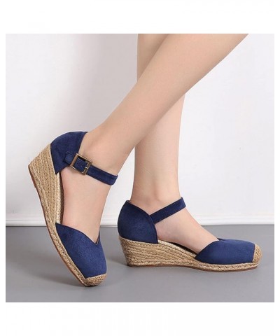 Summer Bohemian Denim Fisherman Shoes Women Wedge Vintage High Heel Woven Platform Women Sandals Womens Go Walk Slip on Blue ...