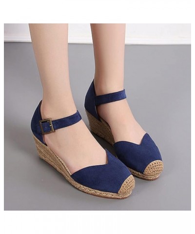 Summer Bohemian Denim Fisherman Shoes Women Wedge Vintage High Heel Woven Platform Women Sandals Womens Go Walk Slip on Blue ...