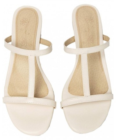 Women's Heeled Sandals Slippers with T-Strap and Block Heel for Summer Beige $27.92 Sandals