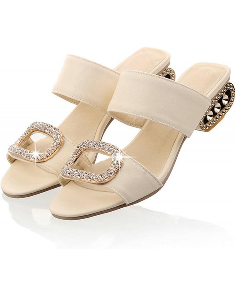 Ladies Chunky Heel Rhinestone Summer Sandals Low Heel Square Root Ladies Slippers Orange,beige 38 $29.05 Sandals