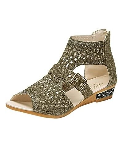 wedge sandals casual summer Womens Wedge Flip Flops wedges slide sandals womens platform sandals Gold $12.85 Sandals