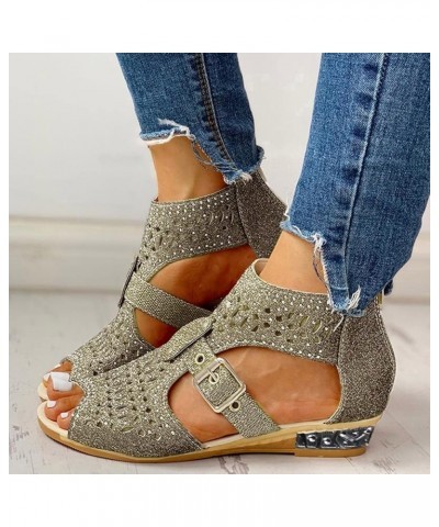 wedge sandals casual summer Womens Wedge Flip Flops wedges slide sandals womens platform sandals Gold $12.85 Sandals