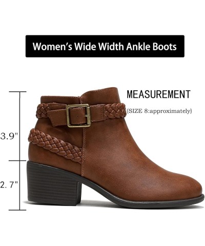 Women's Wide Width Ankle Boots, Extra Wide Winter Booties Chunky Low Heel Side Zipper Boots. Tan 513 $30.79 Boots