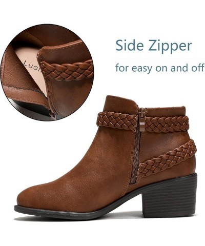 Women's Wide Width Ankle Boots, Extra Wide Winter Booties Chunky Low Heel Side Zipper Boots. Tan 513 $30.79 Boots