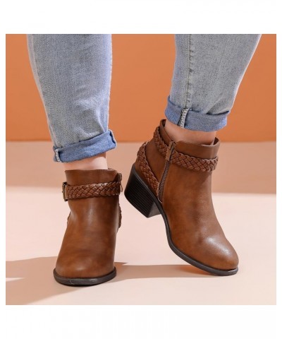 Women's Wide Width Ankle Boots, Extra Wide Winter Booties Chunky Low Heel Side Zipper Boots. Tan 513 $30.79 Boots