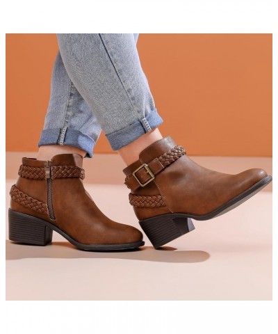 Women's Wide Width Ankle Boots, Extra Wide Winter Booties Chunky Low Heel Side Zipper Boots. Tan 513 $30.79 Boots