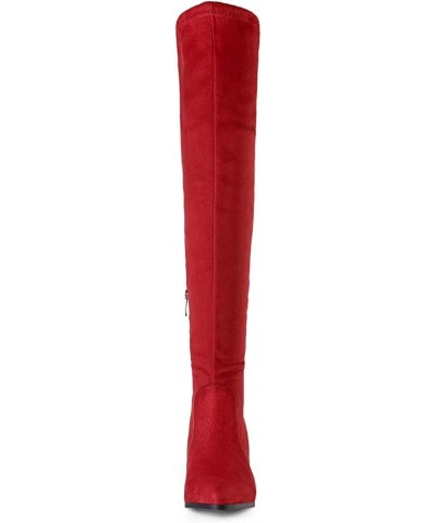 Women's Thigh High Boots Over the knee Stretch Block Heel Fashion Long Boots Red/Gracie-2 $30.20 Boots