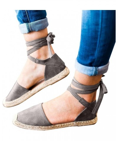 Womens Comfy Orthotic Braided Flat Mules Sandals Elastic Strappy Thong Summer Low Heel Shoes Sandals 57-ixpyn-a-grey $23.90 S...