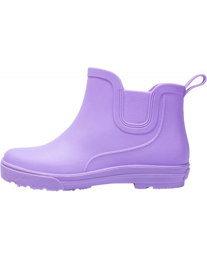 Rain Boots Women Non Slip Detachable With Cotton Inside Rain Boots Outdoor Rubber Water Shoes Womens Work Boots Purple $16.87...