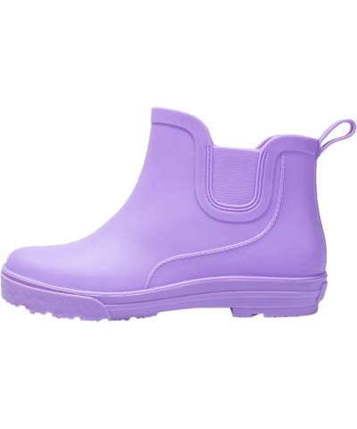 Rain Boots Women Non Slip Detachable With Cotton Inside Rain Boots Outdoor Rubber Water Shoes Womens Work Boots Purple $16.87...