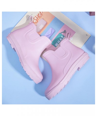 Rain Boots Women Non Slip Detachable With Cotton Inside Rain Boots Outdoor Rubber Water Shoes Womens Work Boots Purple $16.87...