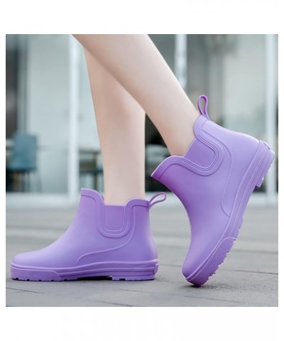 Rain Boots Women Non Slip Detachable With Cotton Inside Rain Boots Outdoor Rubber Water Shoes Womens Work Boots Purple $16.87...