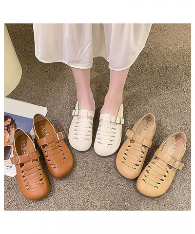 2023 Summer New Casual Flat Sole Single Shoe Hollow Woven Casual Shoes Arch Support Beach Flip Flops (Khaki, 8) 7.5 Brown $18...