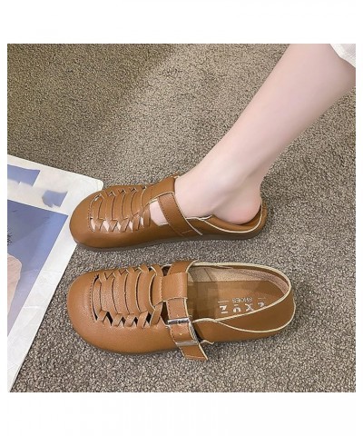 2023 Summer New Casual Flat Sole Single Shoe Hollow Woven Casual Shoes Arch Support Beach Flip Flops (Khaki, 8) 7.5 Brown $18...