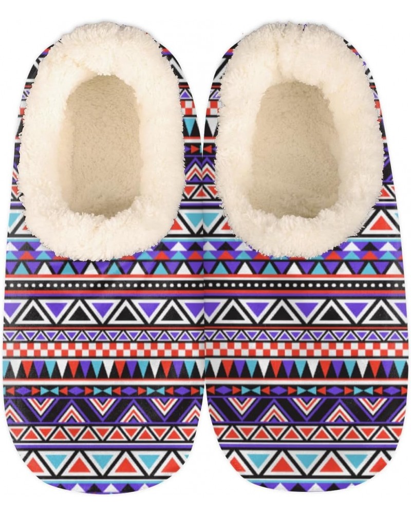 Tribe Aztec Slippers for Women Men Geometric Pattern Indoor Non-Slip Slippers Soft Plush Comfy House Shoe for Bedroom Living ...