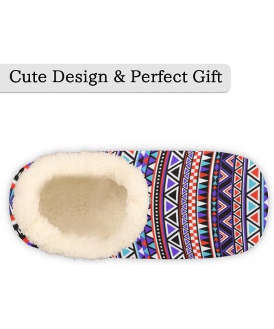 Tribe Aztec Slippers for Women Men Geometric Pattern Indoor Non-Slip Slippers Soft Plush Comfy House Shoe for Bedroom Living ...