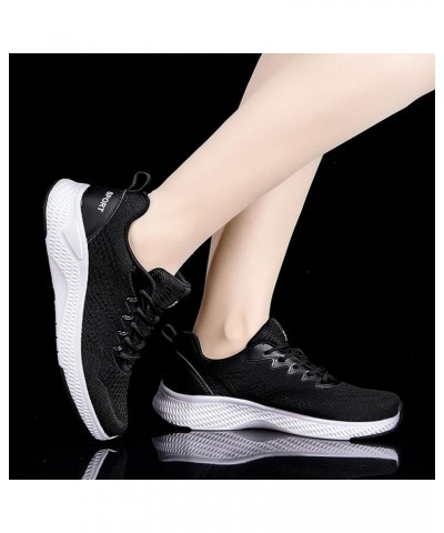 Womens Outdoor Mesh Lace-Up Sports Shoes Runing Breathable Shoes Sneakers Black $20.91 Athletic Shoes