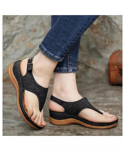 Wedges for Women Dressy Comfort, Women's Flip Flops Sandals with Arch Support Fashion Thong Buckle Strap Open Toe Sandals Ret...