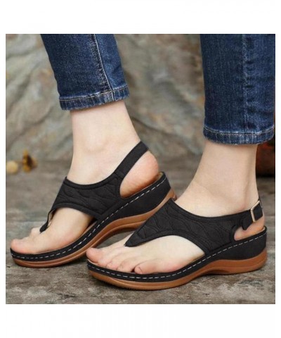 Wedges for Women Dressy Comfort, Women's Flip Flops Sandals with Arch Support Fashion Thong Buckle Strap Open Toe Sandals Ret...