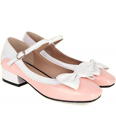 Women Buckle Strap Square Toe Platform Mary Jane Lolita Leather Block Heel Oxford Pumps Shoes Pink $21.47 Oxfords