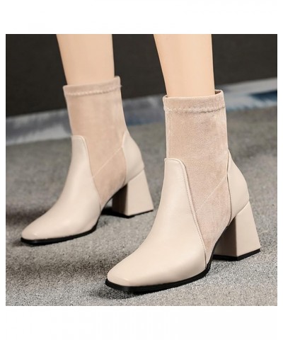 Women's Casual Fashion Lace Up Low Wedge Heel Booties Shoe Christmas Side Zipper Boots Beige $30.82 Boots