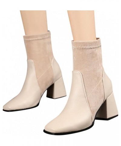 Women's Casual Fashion Lace Up Low Wedge Heel Booties Shoe Christmas Side Zipper Boots Beige $30.82 Boots