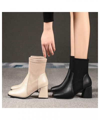 Women's Casual Fashion Lace Up Low Wedge Heel Booties Shoe Christmas Side Zipper Boots Beige $30.82 Boots