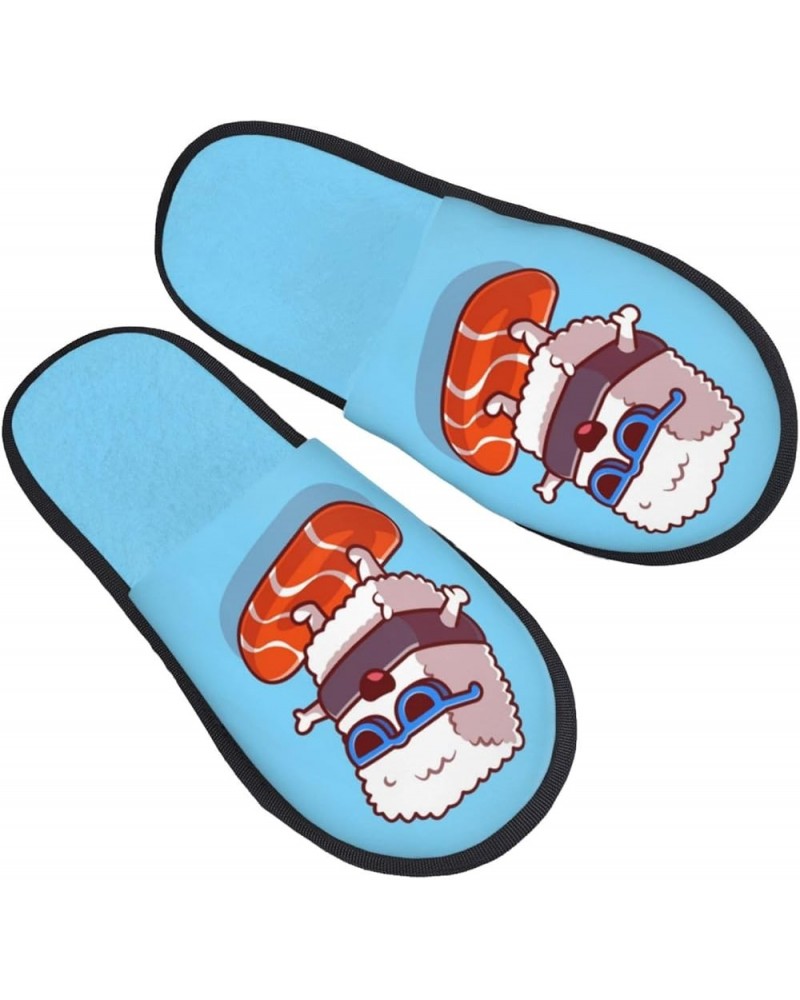 The World Map With Cartoon Animals Print Women'S Cozy Life No Slip Slippers Accessory- Sushi Salmon Surfing $9.86 Slippers