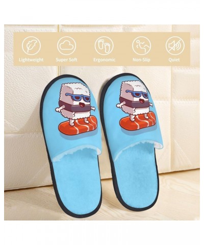 The World Map With Cartoon Animals Print Women'S Cozy Life No Slip Slippers Accessory- Sushi Salmon Surfing $9.86 Slippers