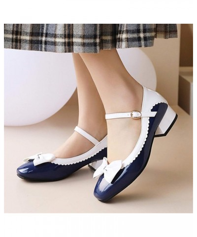 Women Buckle Strap Square Toe Platform Mary Jane Lolita Leather Block Heel Oxford Pumps Shoes Pink $21.47 Oxfords