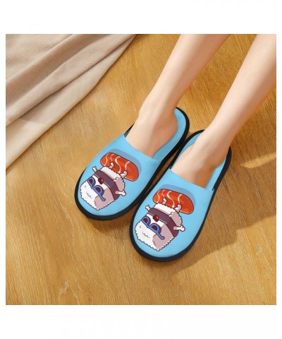 The World Map With Cartoon Animals Print Women'S Cozy Life No Slip Slippers Accessory- Sushi Salmon Surfing $9.86 Slippers