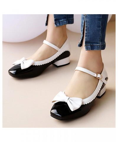 Women Buckle Strap Square Toe Platform Mary Jane Lolita Leather Block Heel Oxford Pumps Shoes Pink $21.47 Oxfords