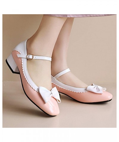 Women Buckle Strap Square Toe Platform Mary Jane Lolita Leather Block Heel Oxford Pumps Shoes Pink $21.47 Oxfords