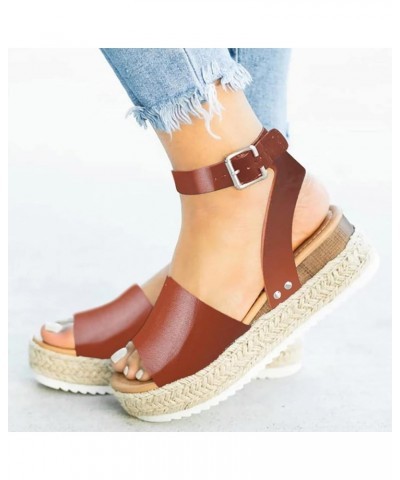 Platform Sandals for Women Dressy Summer Womens Espadrilles Buckle Ankle Strap Leather Raffia Sandals Black Sandals Wedges fo...