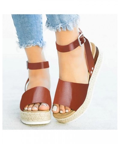 Platform Sandals for Women Dressy Summer Womens Espadrilles Buckle Ankle Strap Leather Raffia Sandals Black Sandals Wedges fo...