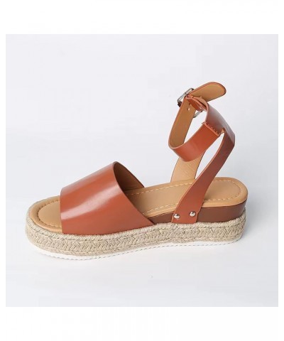 Platform Sandals for Women Dressy Summer Womens Espadrilles Buckle Ankle Strap Leather Raffia Sandals Black Sandals Wedges fo...