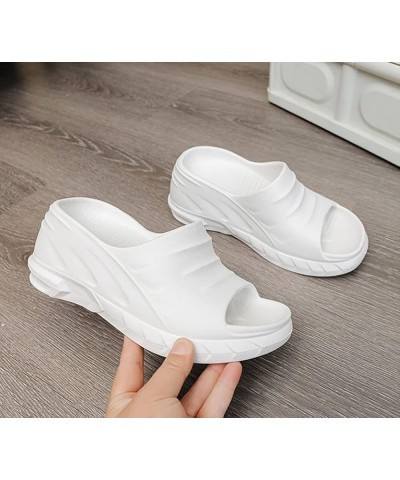 Wedge Platform Sandals Womens Open Toe Thick Sole Summer Casual Shoes Slip On Lightweight Platform Slides Wedge Sandals White...