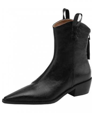 Women Chelsea Booties with Pointed Toe and Back Zip Black $39.85 Boots