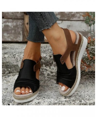 Womens Comfortable Orthopedic Arch Support Dress Flat Sandal Ankle Strap Peep Toe Summer High Chunky Platform Sandal 177-htrn...