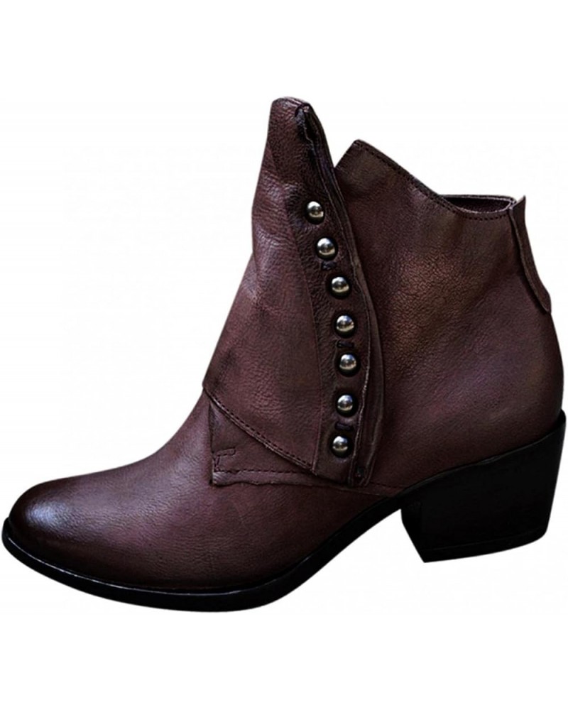 Winter Ankle Boots for Women Chunky Stacked Mid Heel Closed Pointed Toe Booties Block Heeled Western Booties 001purple $15.12...